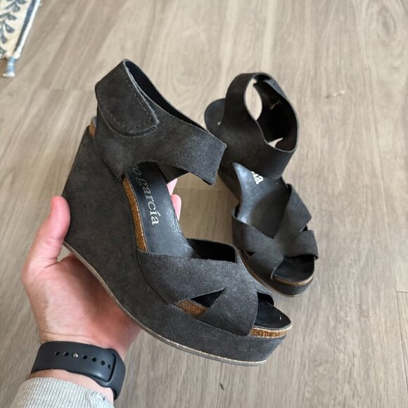 Pedro Garcia Wedge Sandals Size 36.5 Color Grey - Picture 1 of 6